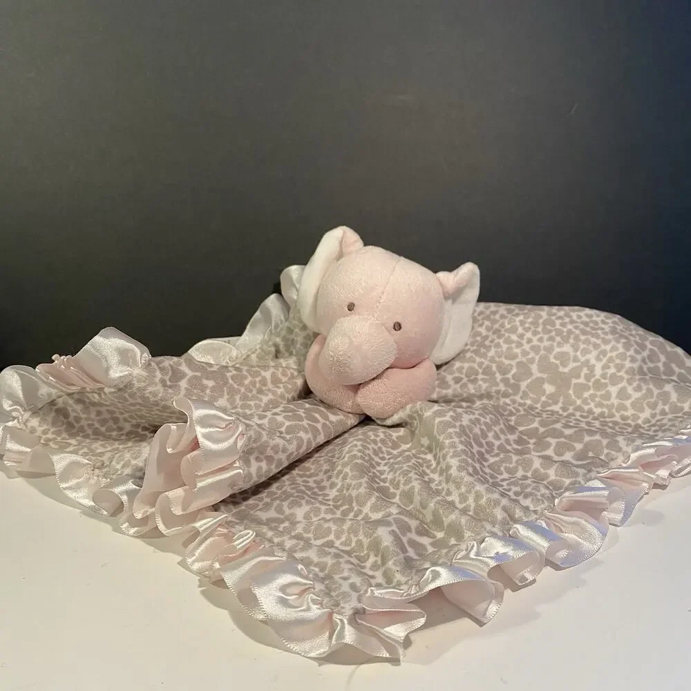 Carter's Leopard Pink Elephant Security Blanket Ruffled Satin Baby 14